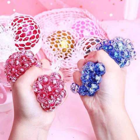 Customized Anti Hand Squish Net RainboStress Ball Squishy Squeeze Relief Mesh Glitter Gel Ball, Stress, Fidget Toy - Squishy Toy